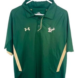 South Florida USF Bulls Under Armour Heat Gear Mens L  Polo Shirt Green